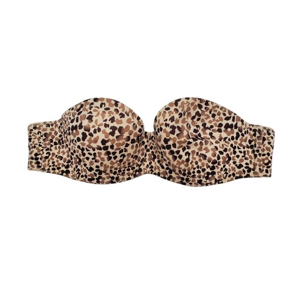 Victoria's Secret Body By Victoria Lined Strapless Cheetah Memory Foam Bra 32A - Picture 1 of 6